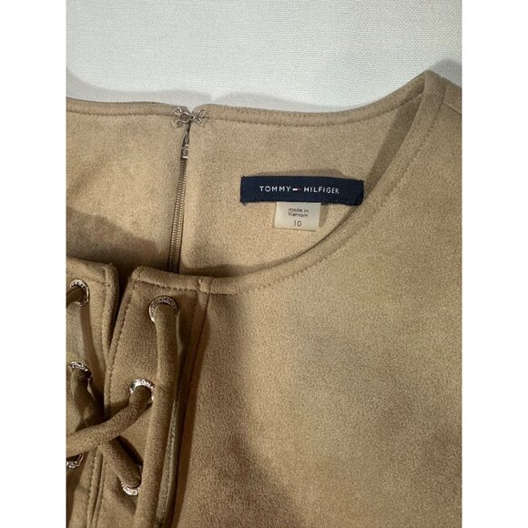 Tommy Hilfiger Women's Faux Suede Short Sleeve Jewel Neck Mini Shift Dress S -10 - Picture 5 of 10